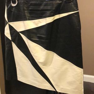 Leather knee length black and white skirt size 14